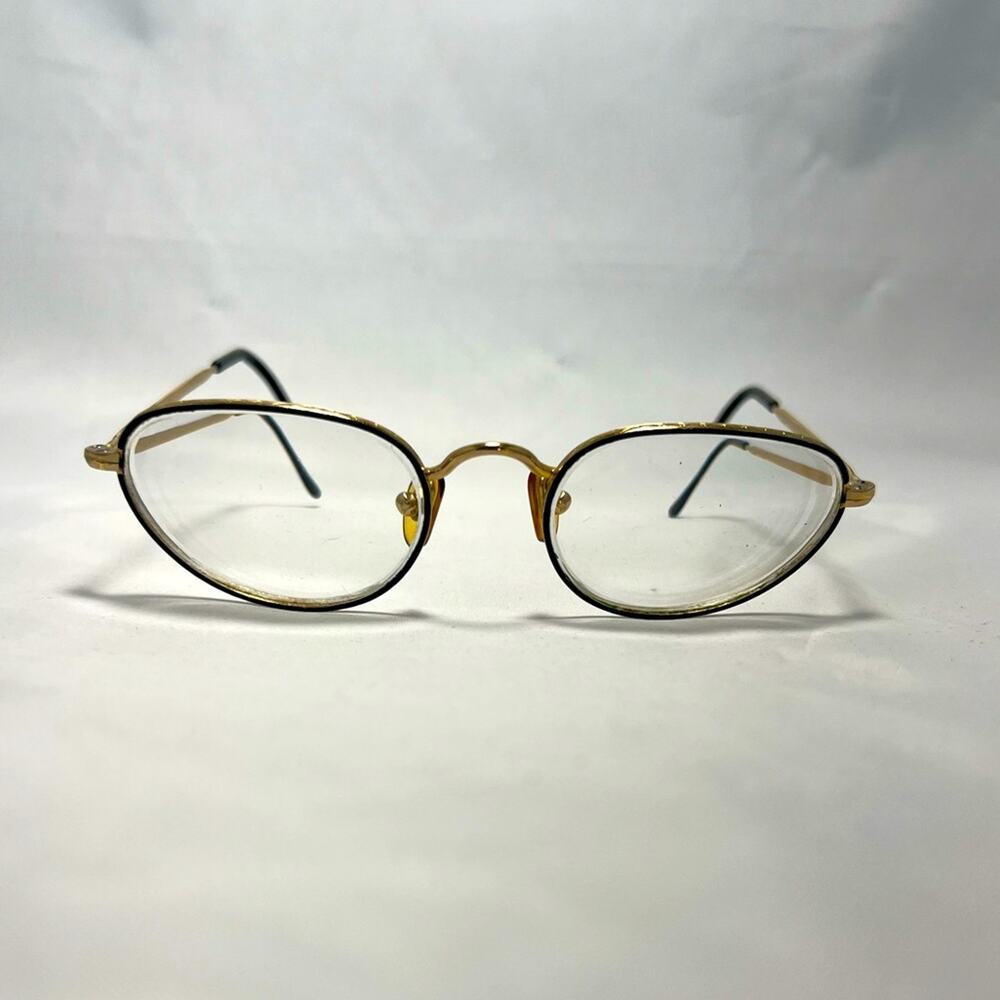 Giorgio Armani Gold & Black Oval Metal Eyeglasses - Frames Only